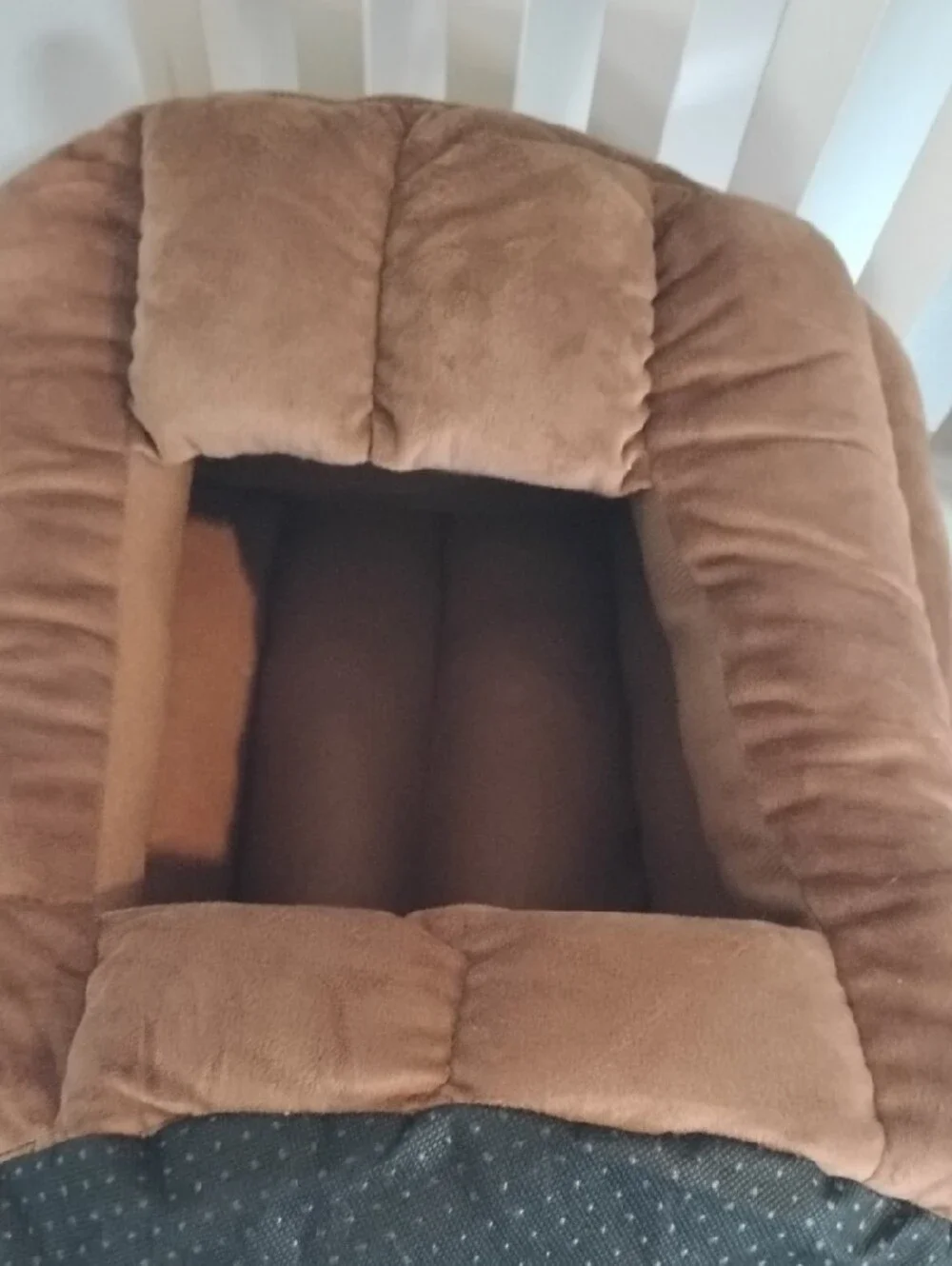 Plush Brown Tree Stump Cat Bed with Green Leaf Accents